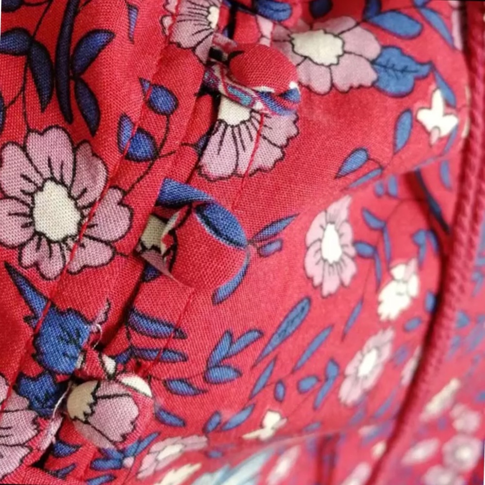 Red Floral Gypsy Bohemian Button Up Long Skirt - Picture 13 of 14